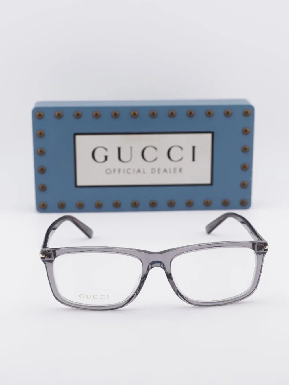 Gucci GG1447O 004 Rectangle Eyeglasses - Transparent Grey 57mm